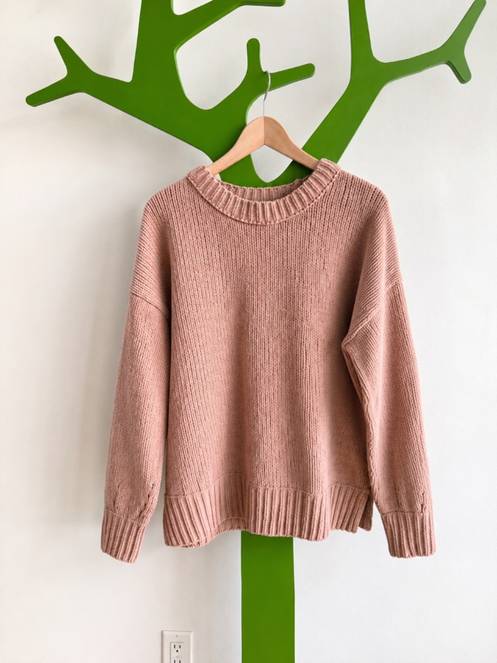 Aerie Oversized Chenille Sweater Medium Dusty Rose Pink Cozy Knit Pullover
